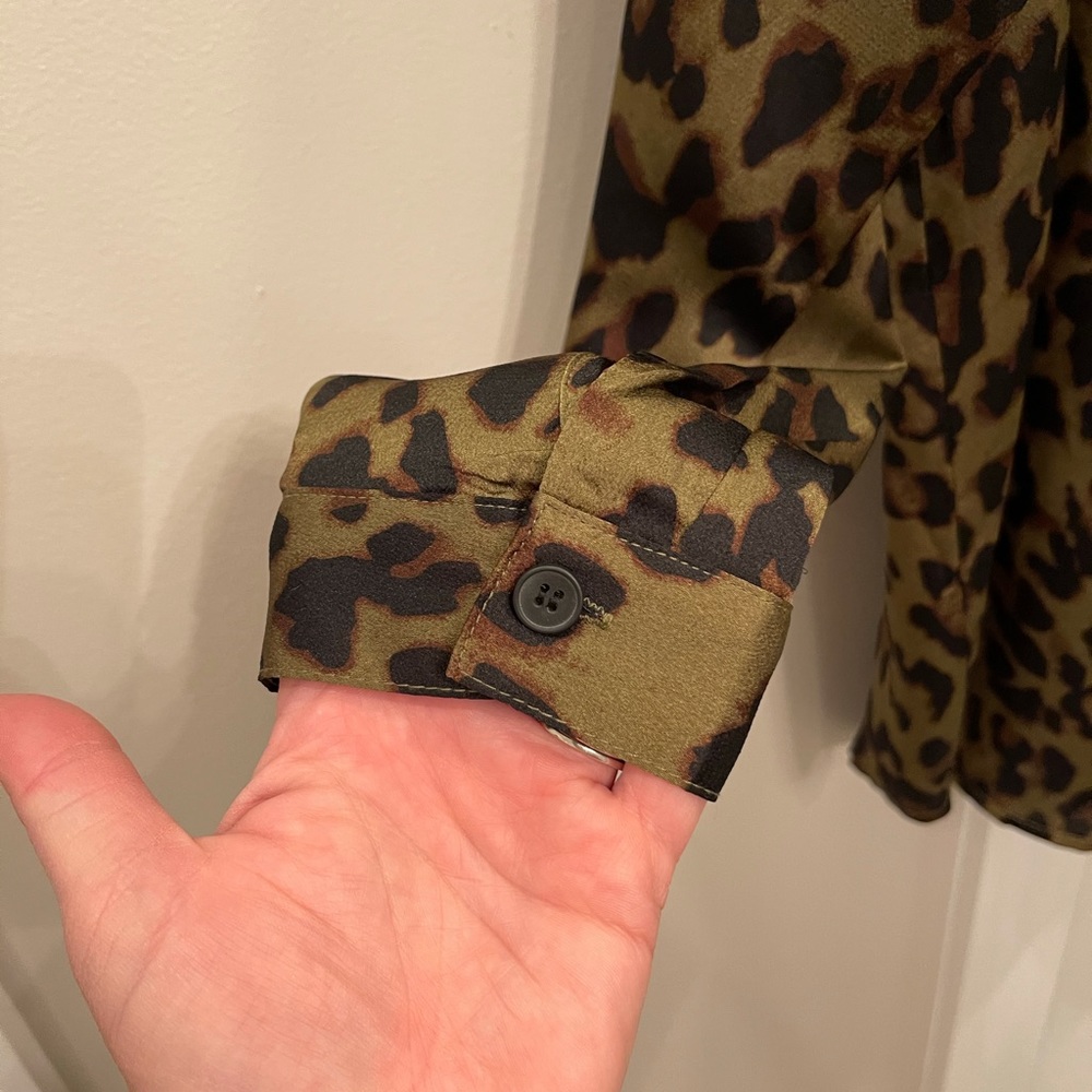 Karlie Olive Leopard Print Button Up Blouse - image 5